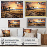 Barn Scenery At Dusk IV - Architecture Canvas Wall Art