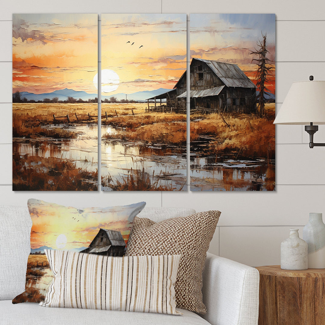 Barn Scenery At Dusk I - Multi-Panels