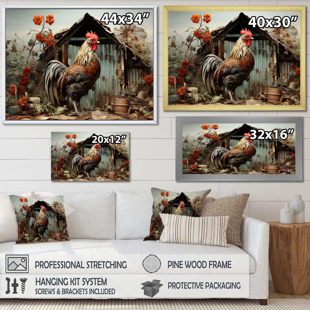 Roaster Barnyard Serenade I - Architecture Canvas Wall Art