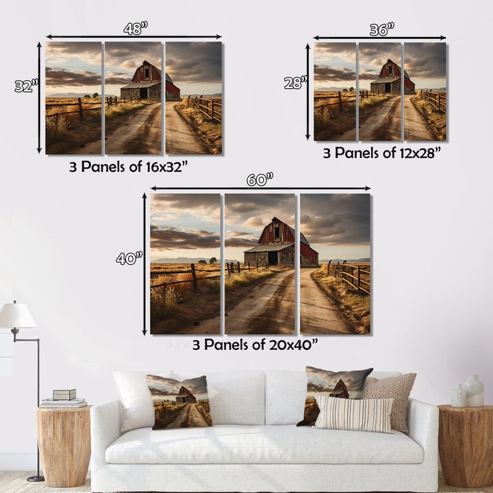 Barns Rustic Charm II - 3-Piece Canvas Wall Art