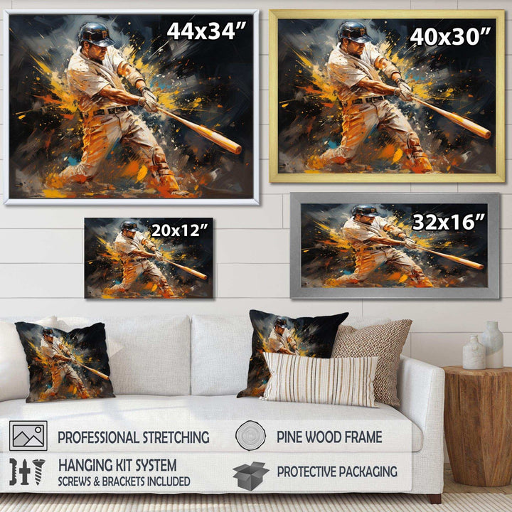 Baseball Abstract Home Run - Sports Canvas Wall Art