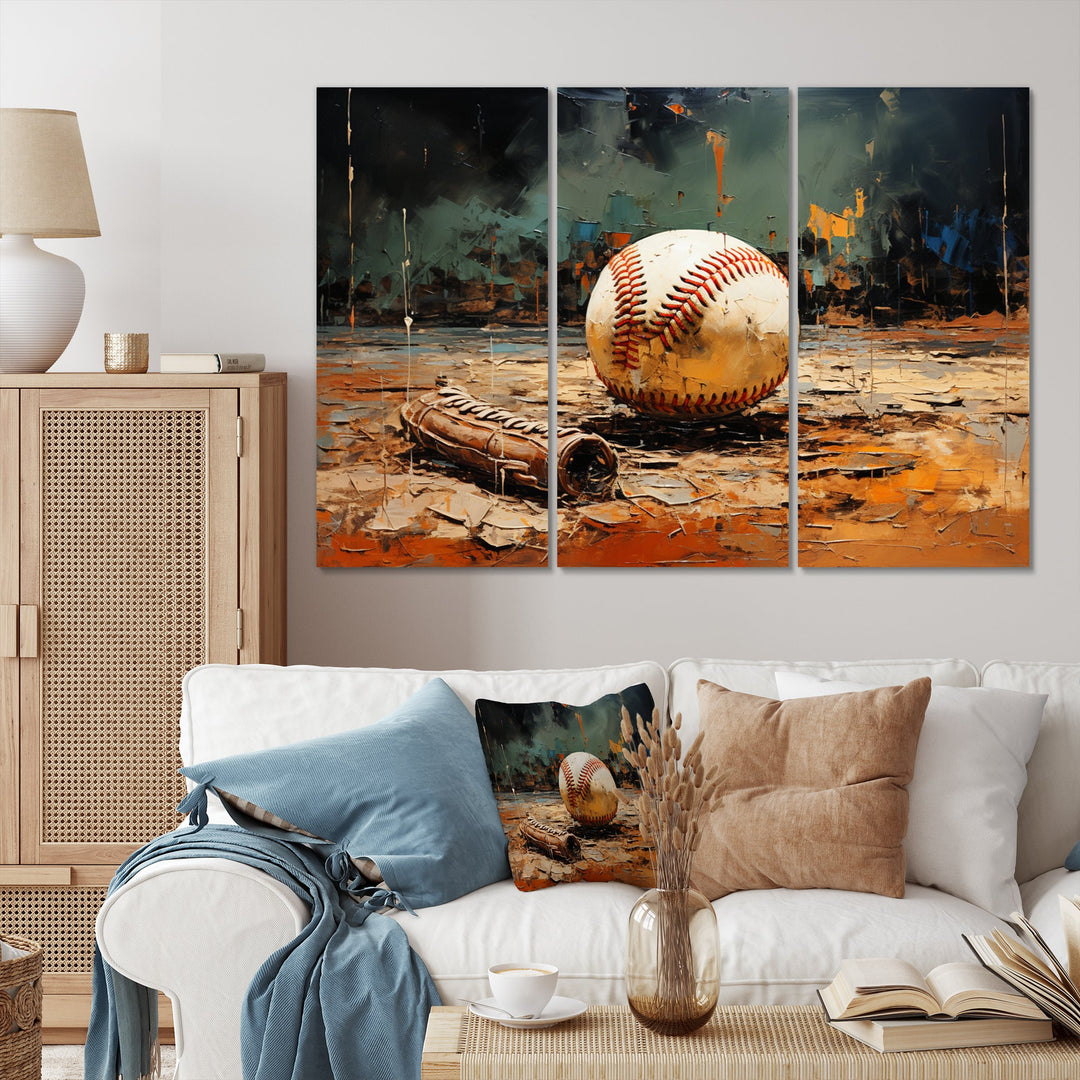 Baseball Collage Glove And Ball - Multi-Panel Canvas Prints