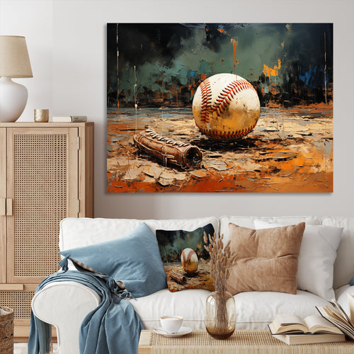 Baseball Collage Glove And Ball - Sport Baseball Canvas Wall Art
