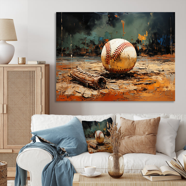 Baseball Collage Glove And Ball - Sport Baseball Canvas Wall Art