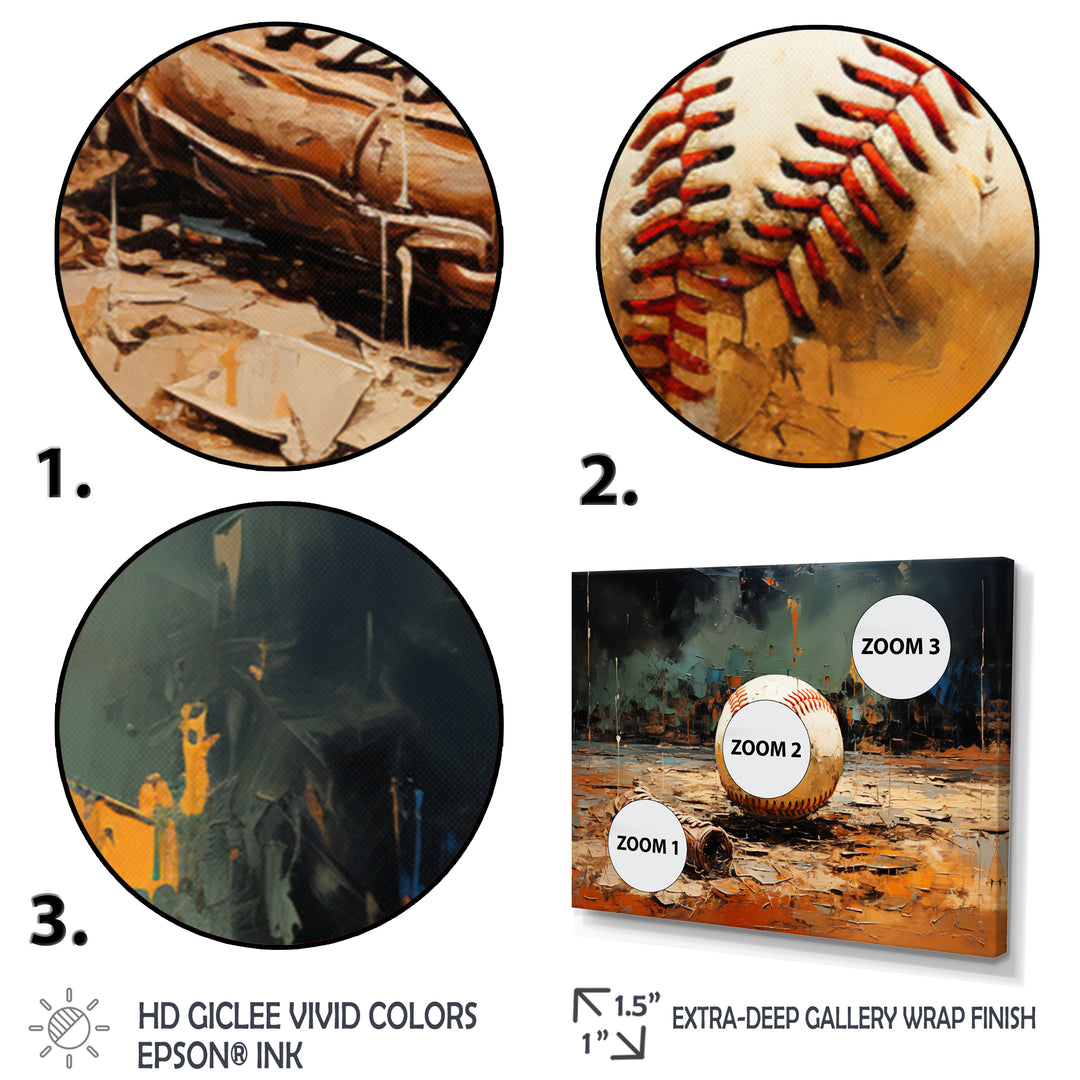 Baseball Collage Glove And Ball - Sport Baseball Canvas Wall Art