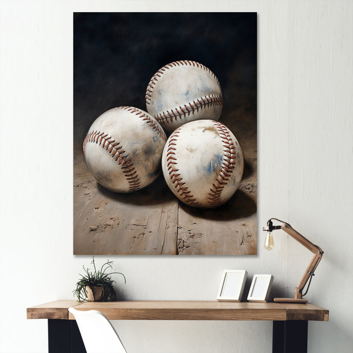 Baseball Subtle Double Play - Sport Baseball Canvas Wall Art