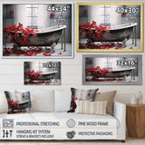 Red Floral Bath I - Humor Canvas Wall Art