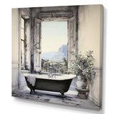 Bath Monochrome Of Tranquility I - Illustration Canvas Wall Art