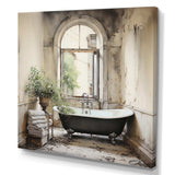 Bath Monochrome Of Tranquility II - Illustration Canvas Wall Art