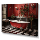 Red Modern Bathroom Charm IV - Humor Canvas Wall Art