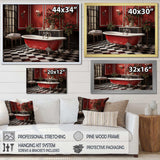 Red Modern Bathroom Charm IV - Humor Canvas Wall Art