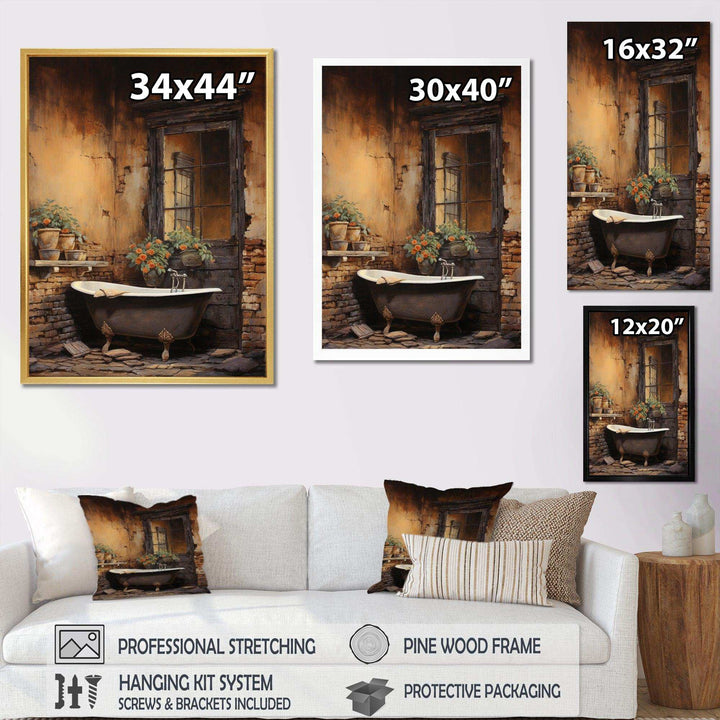 Bathroom Rustic Charm I - Humor Canvas Wall Art