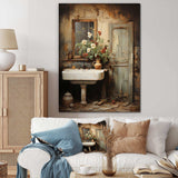 Bathroom Rustic Charm II - Humor Canvas Wall Art