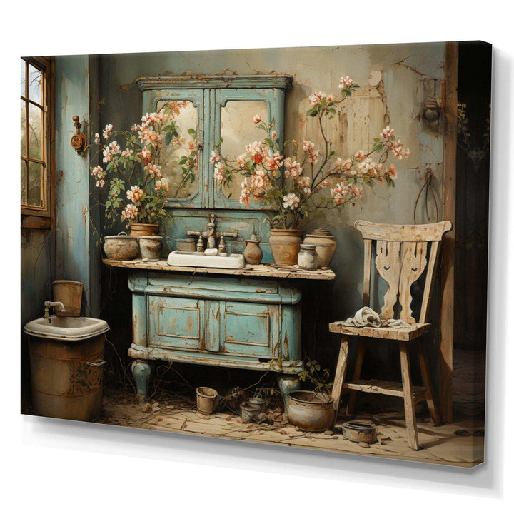Bathroom Toilet Vintage Charm I - Humor Canvas Wall Art