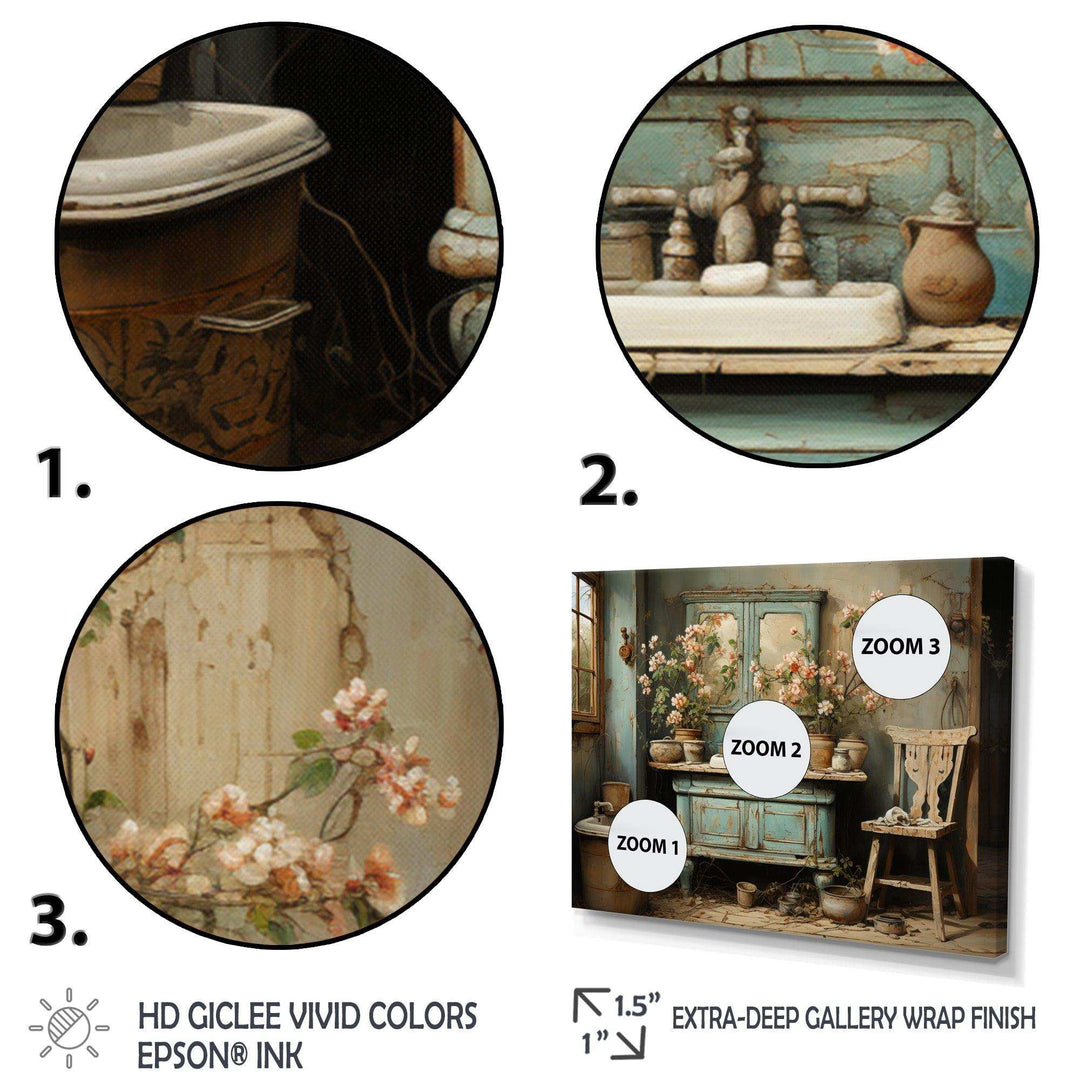 Bathroom Toilet Vintage Charm I - Humor Canvas Wall Art