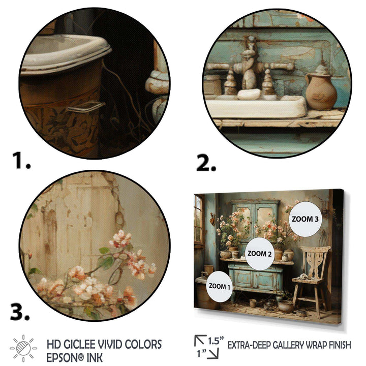 Bathroom Toilet Vintage Charm I - Humor Canvas Wall Art