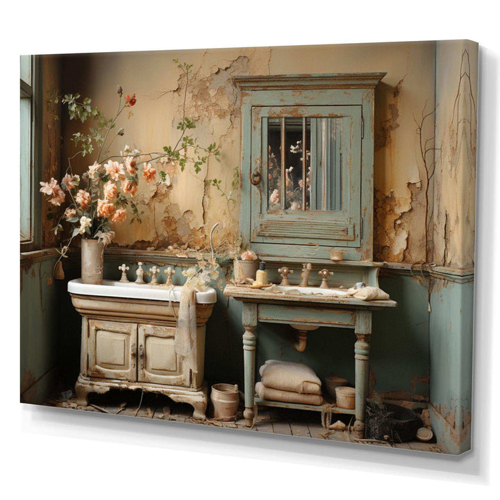 Bathroom Toilet Vintage Charm II - Humor Canvas Wall Art