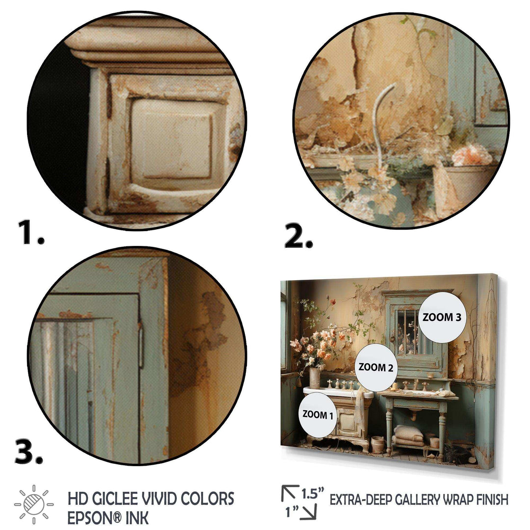 Bathroom Toilet Vintage Charm II - Humor Canvas Wall Art