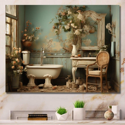 Bathroom Toilet Vintage Charm III - Humor Canvas Wall Art