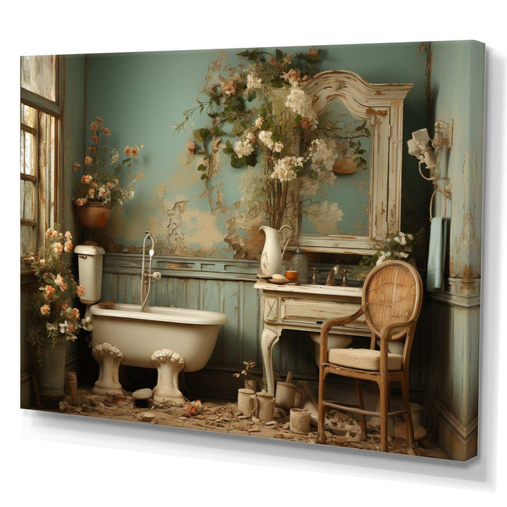 Bathroom Toilet Vintage Charm III - Humor Canvas Wall Art