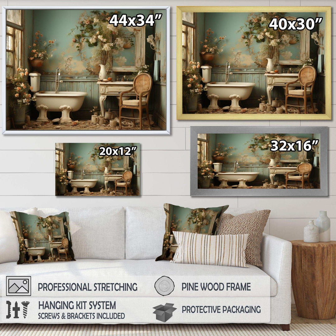 Bathroom Toilet Vintage Charm III - Humor Canvas Wall Art