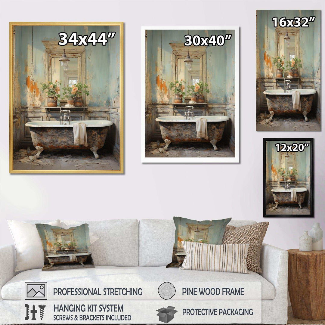 Bathroom Vintage Charm II - Humor Canvas Wall Art
