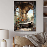 Bathroom Vintage Tiles IV - Humor Canvas Wall Art