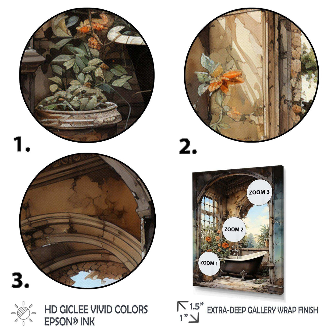 Bathroom Vintage Tiles IV - Humor Canvas Wall Art