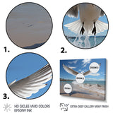 Blue Seagulls In Flight At Beach - Seagull Living Room Wall Art
