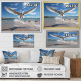 Blue Seagulls In Flight At Beach - Seagull Living Room Wall Art