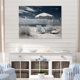 Black And White Beach Chairs - Coastal Canvas Wall Art