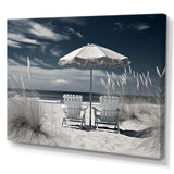 Black And White Beach Chairs - Coastal Canvas Wall Art