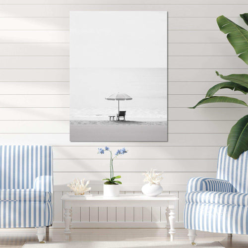 Black And White Minimalism Beach Photo I - Coastal Canvas Wall Art