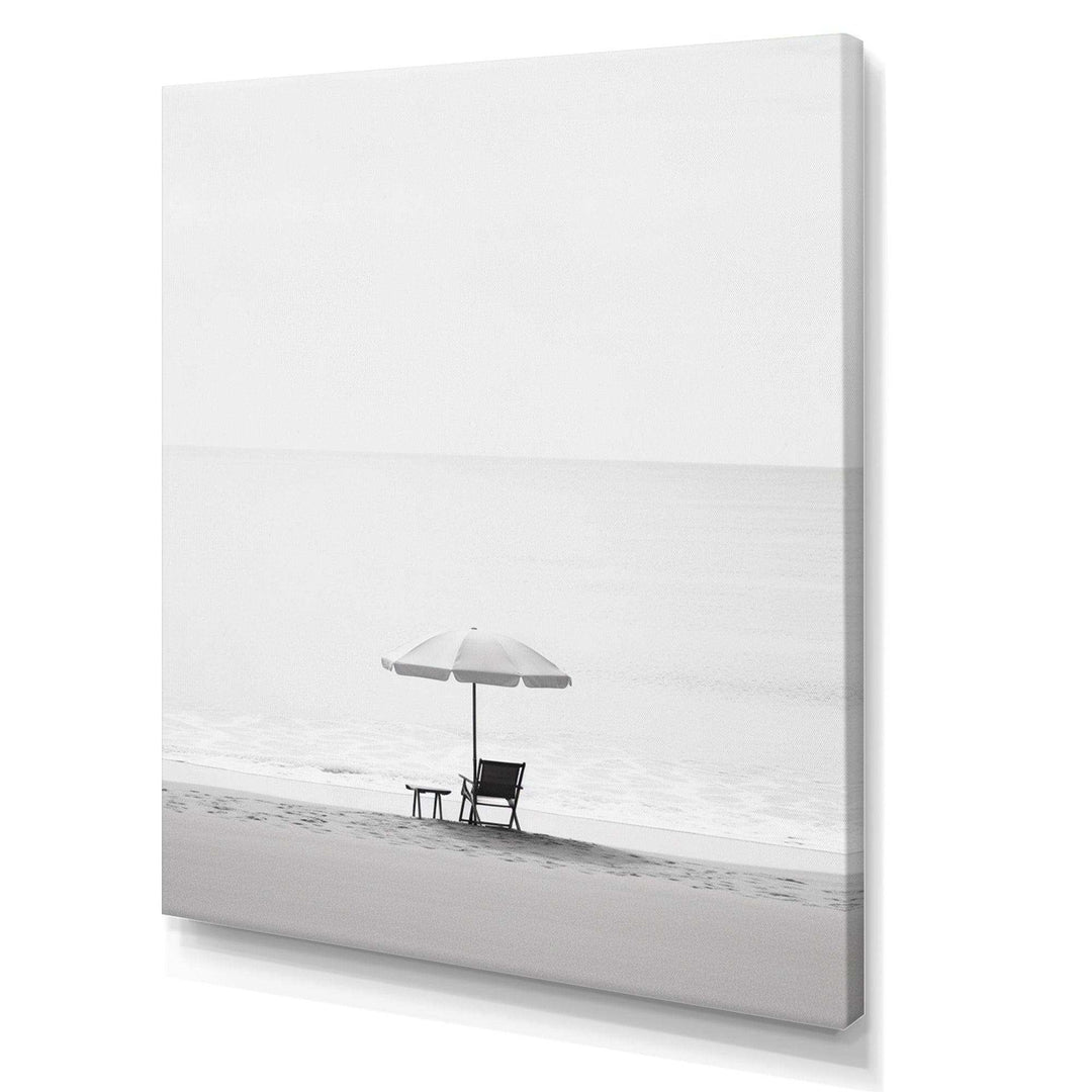 Black And White Minimalism Beach Photo I - Coastal Canvas Wall Art