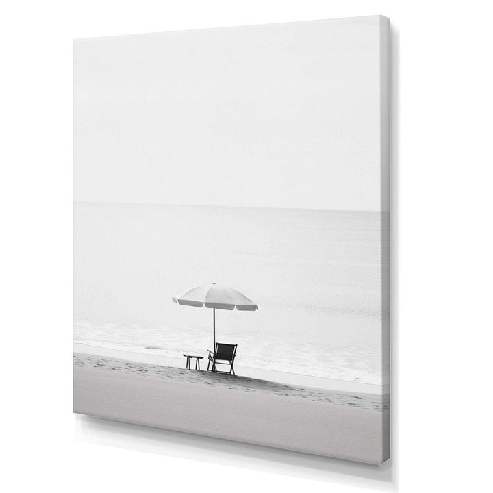Black And White Minimalism Beach Photo I - Coastal Canvas Wall Art