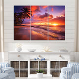 Beach Photo Sunset Serenade IV - Canvas Multipanels Set of 3