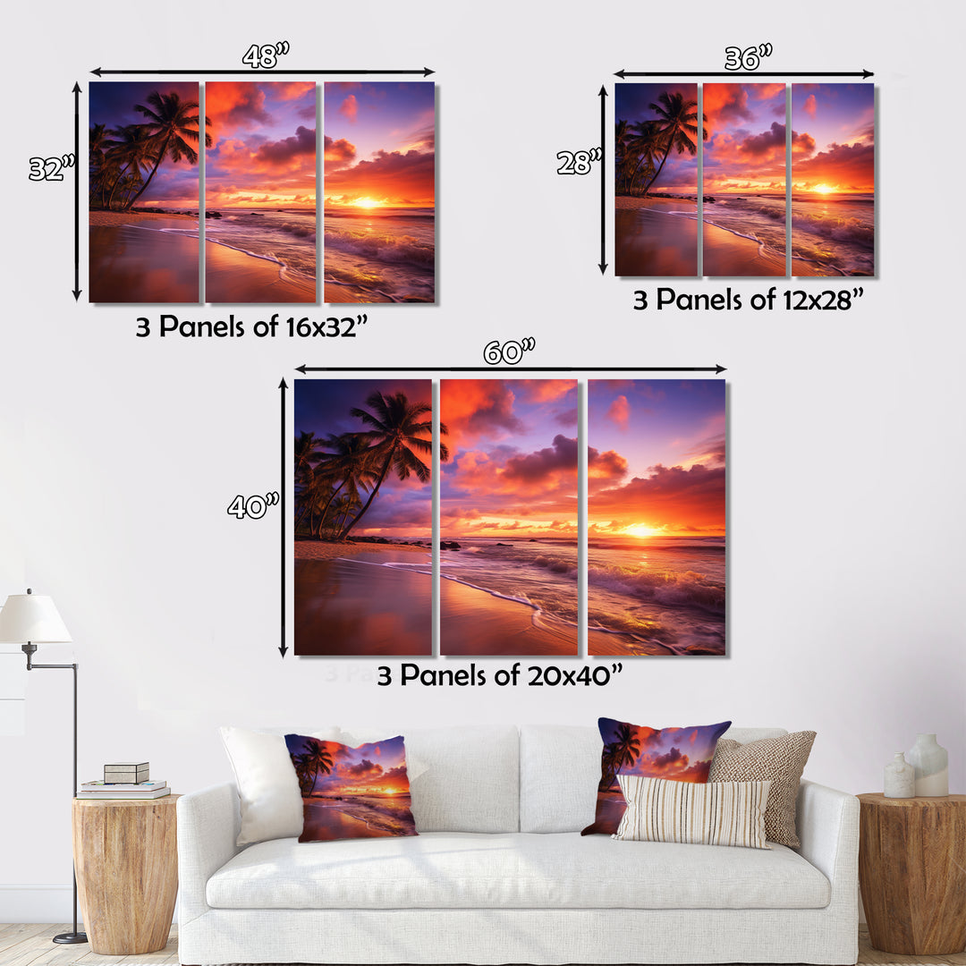 Beach Photo Sunset Serenade IV - Canvas Multipanels Set of 3