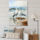 Abstract Beach Seagulls In Love - Seagull Framed Canvas Art