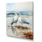 Abstract Beach Seagulls In Love - Seagull Framed Canvas Art