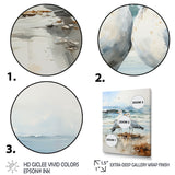 Abstract Beach Seagulls In Love - Seagull Framed Canvas Art