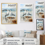 Abstract Beach Seagulls In Love - Seagull Framed Canvas Art