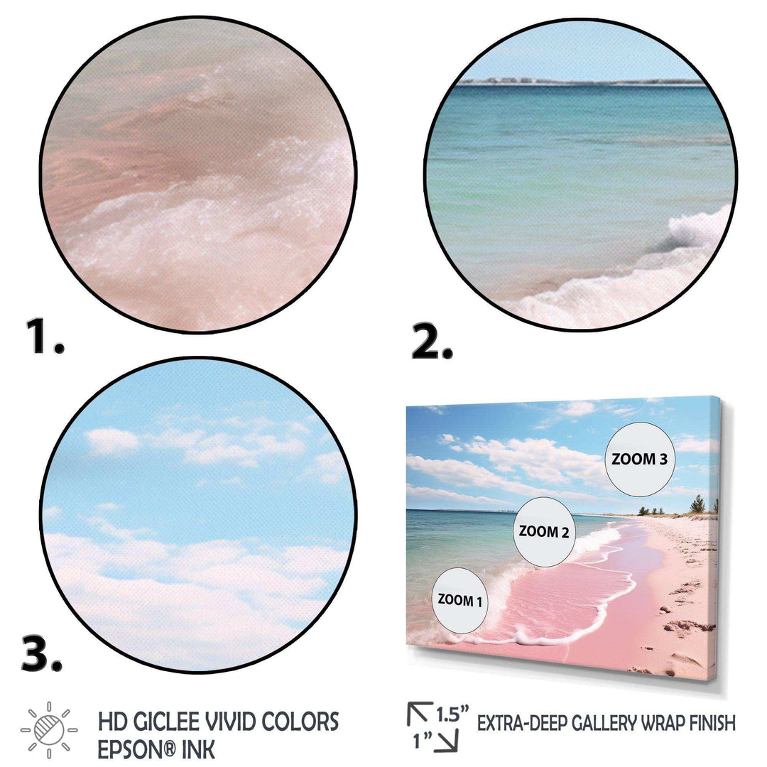 Pink Minimalism Beach Landscape I - Coastal Canvas Wall Art