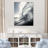 Black And White Wave Photo II - Coastal Canvas Wall Art