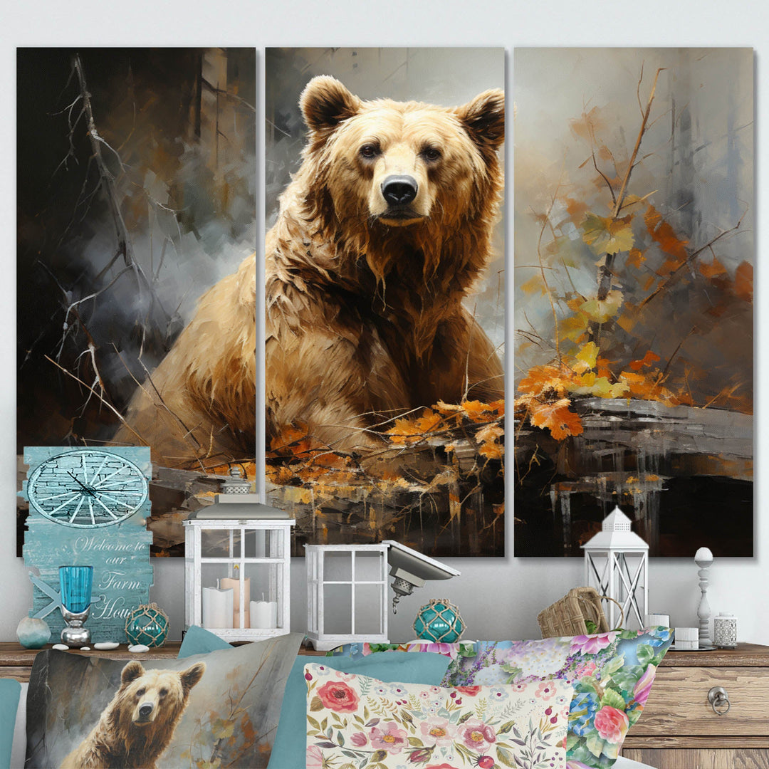 Bear Bears Boundary II - 3-Piece Canvas Wall Art