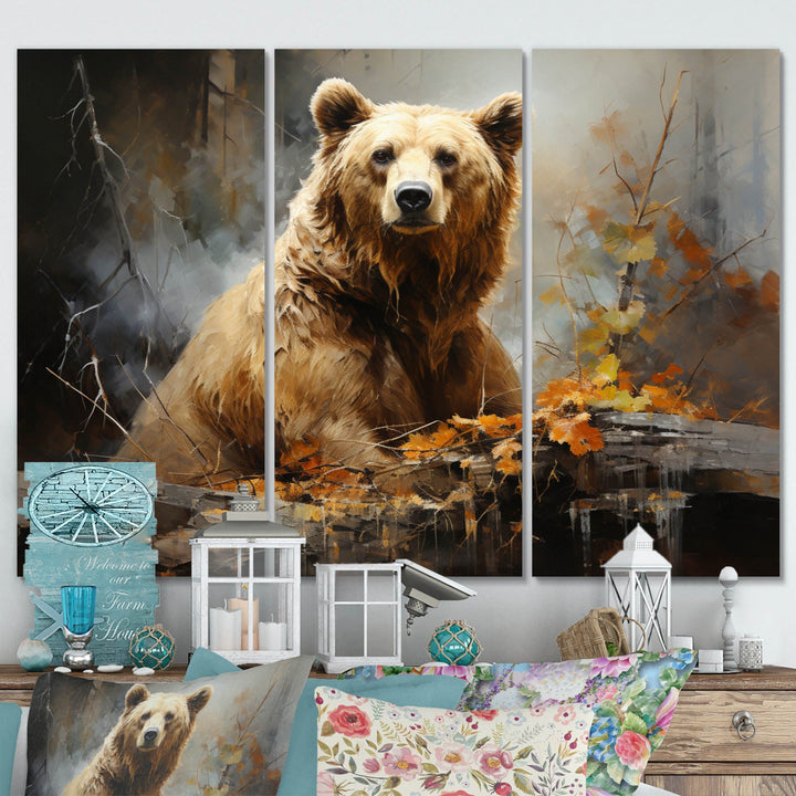 Bear Bears Boundary II - 3-Piece Canvas Wall Art