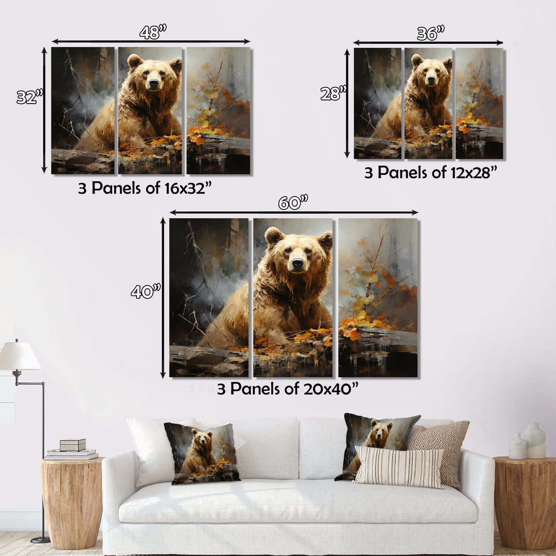 Bear Bears Boundary II - 3-Piece Canvas Wall Art