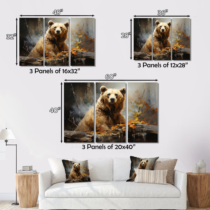 Bear Bears Boundary II - 3-Piece Canvas Wall Art