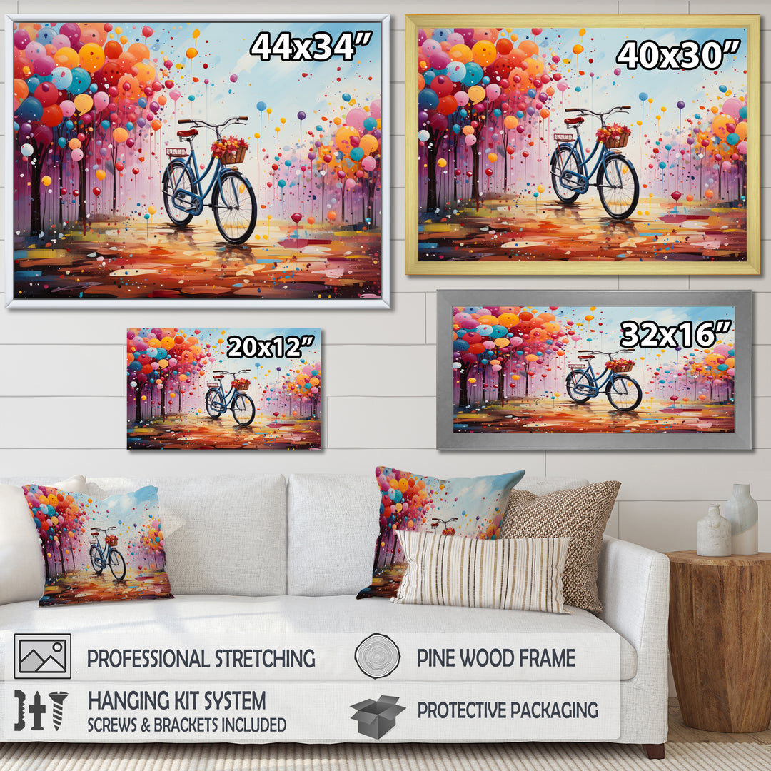 Bicycle Abstract Fusion Pointillism I - Bicycle Canvas Wall Art