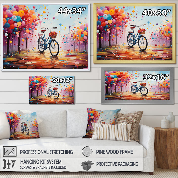 Bicycle Abstract Fusion Pointillism I - Bicycle Canvas Wall Art