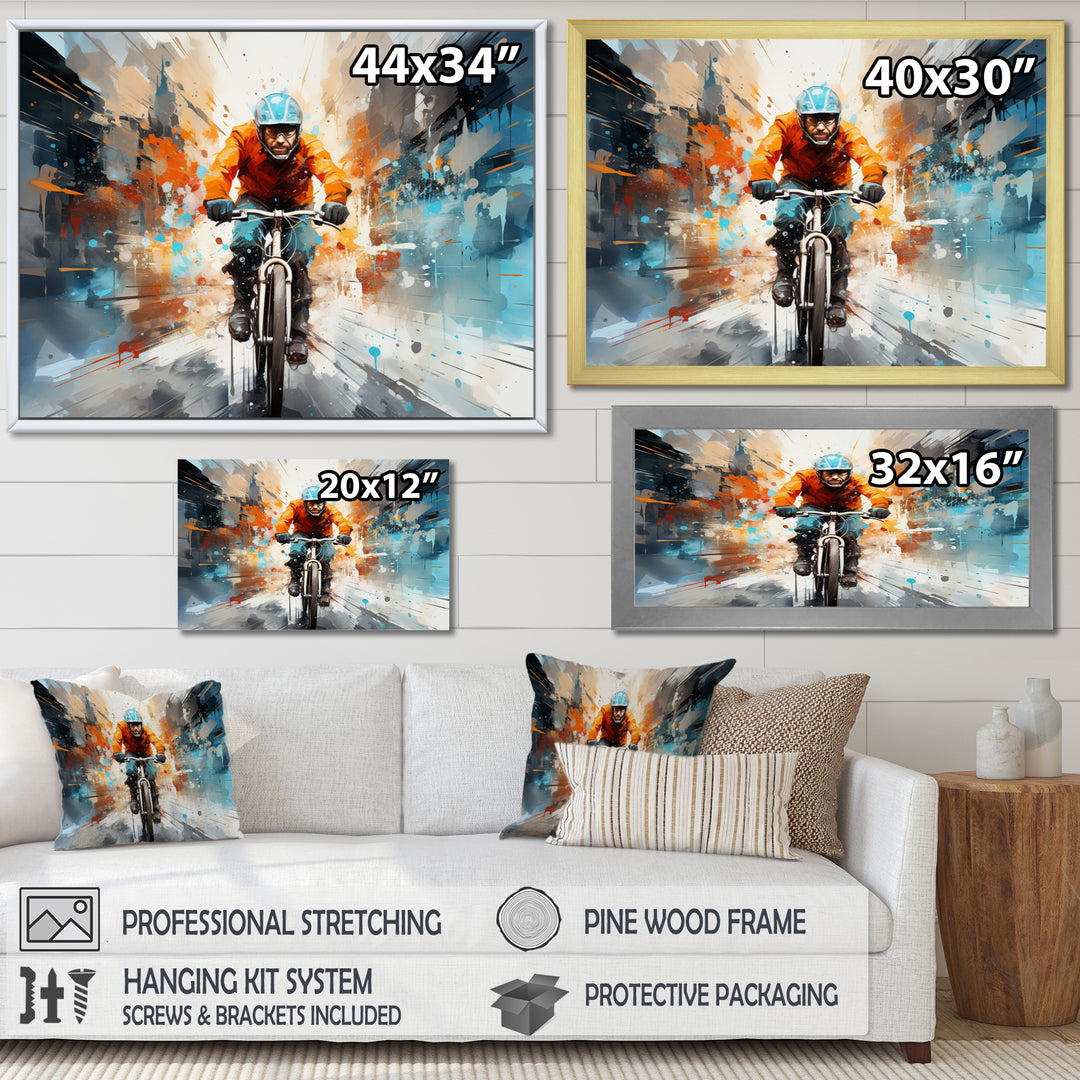 Bicycle Abstract Urban Cyclists - Bicycle Canvas Wall Art